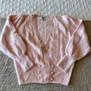 💘 Vintage 1994 Sideffect California Pink Angora Blend Sweater Pearls | Large